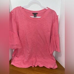 Women's Plus Chelsea & Theodore 100% Cotton Short Sleeve Pink Blouse Top Size 2X